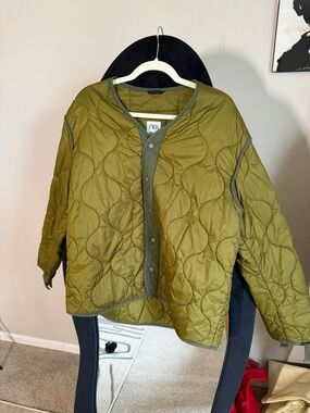 Zara Olive Quilted Liner Jacket